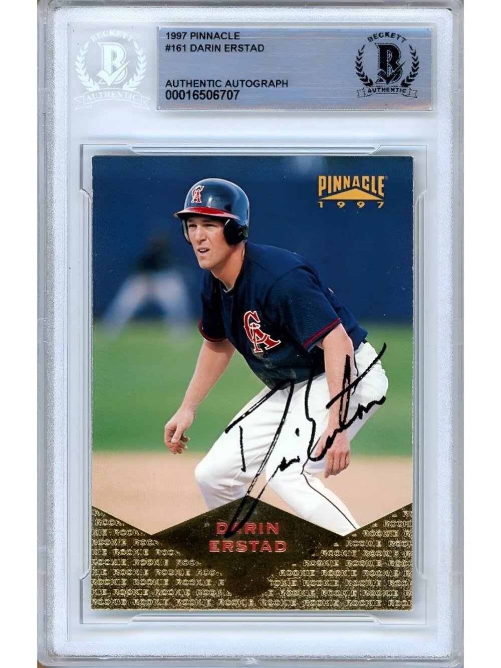 Darin Erstad Signed 1997 Pinnacle #161 Angels Beckett BAS Slabbed Auto Card